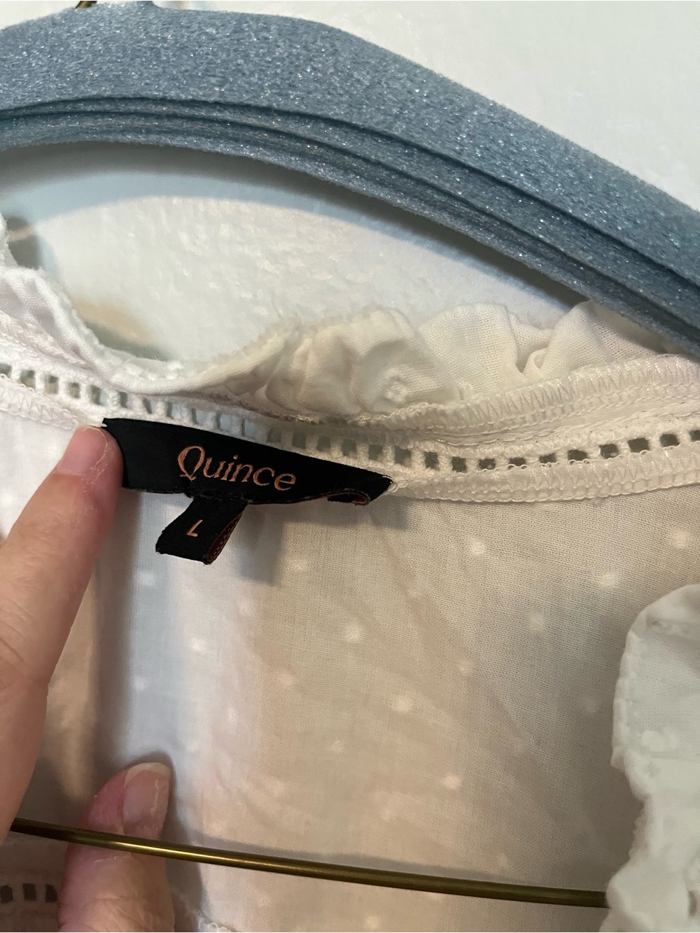 Quince White Ruffle-Trim Button-Front Blouse - Picture 3 of 4